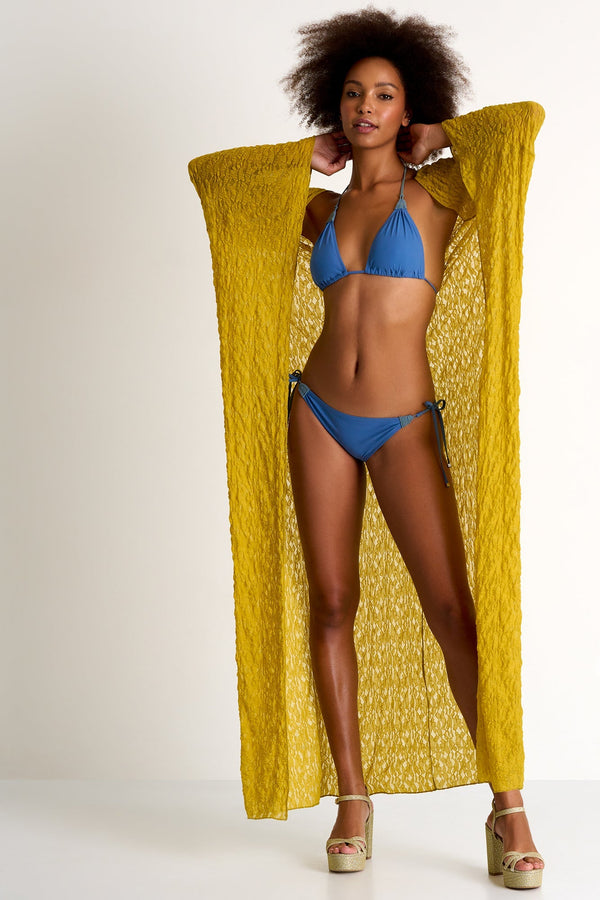 Long Textured Lace Kimono - 42423-87-100 2 / 100 Chartreuse / 90% POLYAMIDE 10% ELASTANE